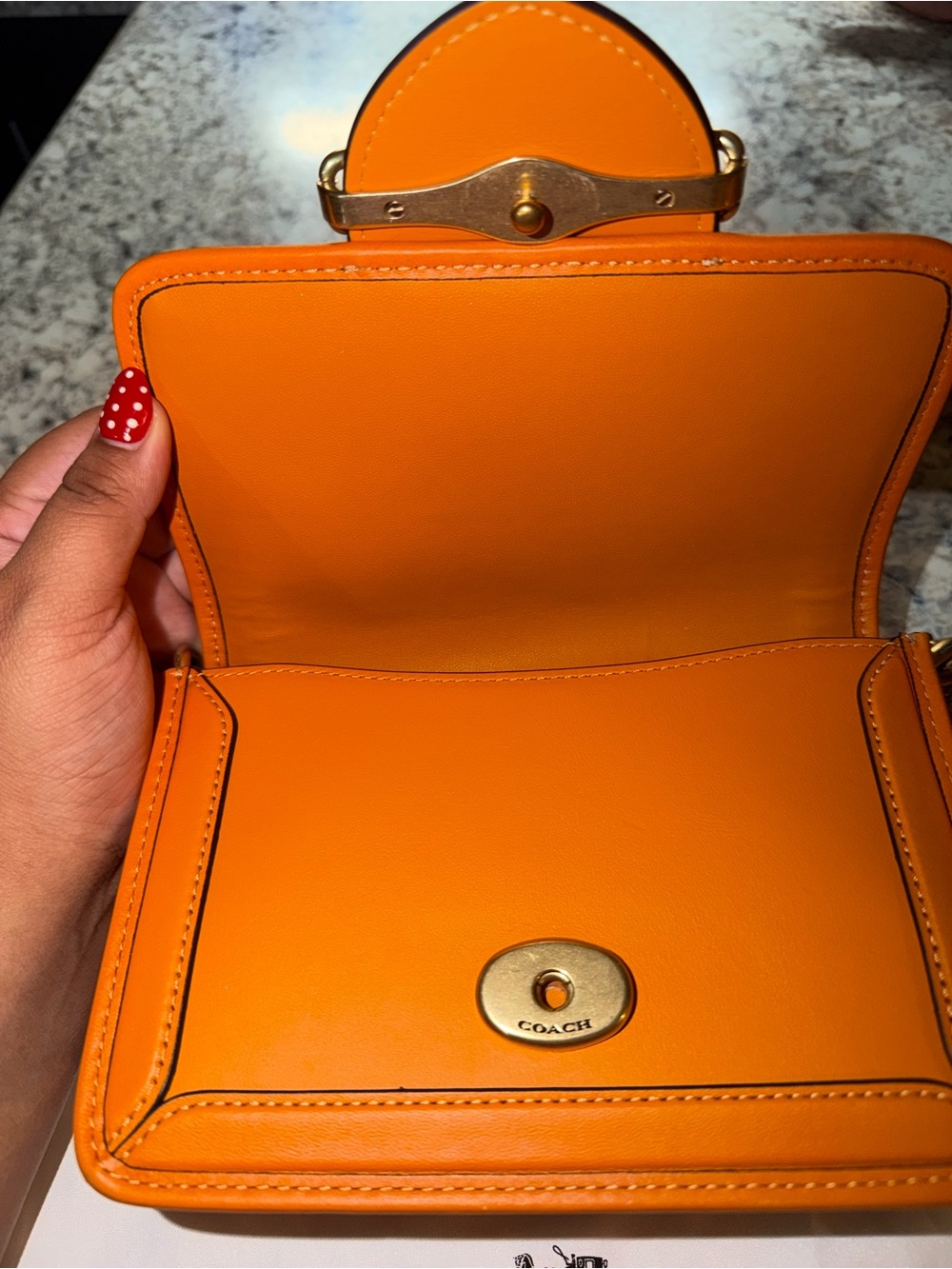 Coach Hero Crossbody Bag in Orange with Gold Hardware - Picture 8 of 13